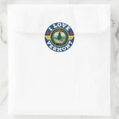Sticker Rond I Love Vermont State Flag and Map (Sac)