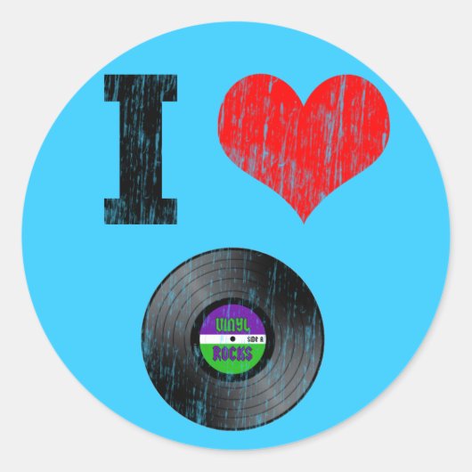 Sticker Rond I Love Vinyl Records (Devant)