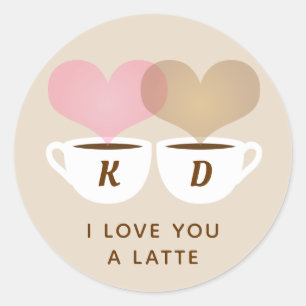 Sticker Rond I Love You A Latte Custom Monogram