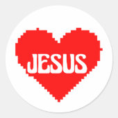 Sticker Rond I love you Jesus pixel art (Devant)