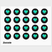 Sticker Rond I Love You Teal Heart Distressed Valentine's Day  (Feuille)