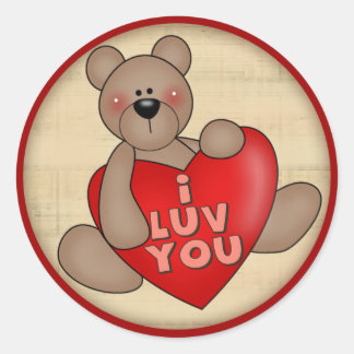 Sticker Rond I Love You Teddy Bear T-shirts et cadeaux