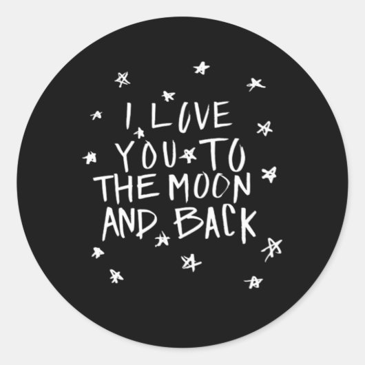 Sticker Rond I Love You To The Moon And Back Elegant Script Des (Devant)