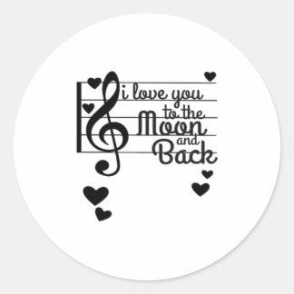 Sticker Rond I Love You To The Moon And Back Repeating Love Quo