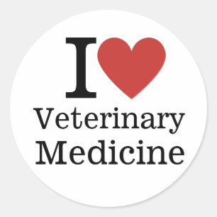 Sticker Rond I ❤️ Médecine vétérinaire pour étudiants/Faculté