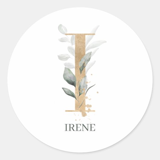 Sticker Rond I Monogramme Floral Personnalisé (Devant)