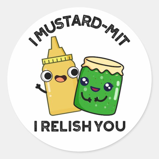 Sticker Rond I Mustard-mit Je Vous Relie Drôle Conditionnement  (Devant)