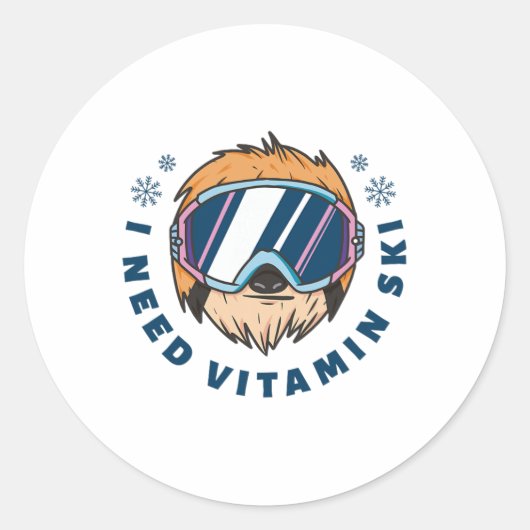 Sticker Rond I Need Vitamine Ski (Devant)