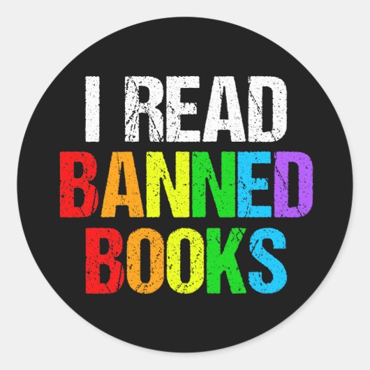 Sticker Rond I Read Banned Books Rainbow (Devant)