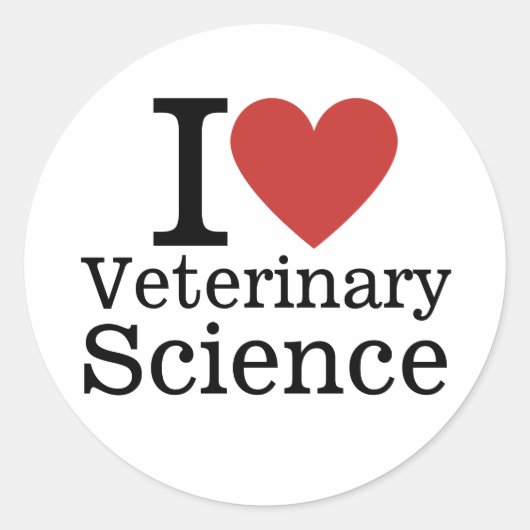 Sticker Rond I ❤️ Sciences vétérinaires pour étudiants/Faculté (Devant)