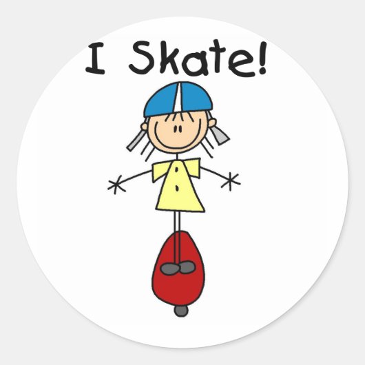 Sticker Rond I Skate Skateboard Girl (Devant)