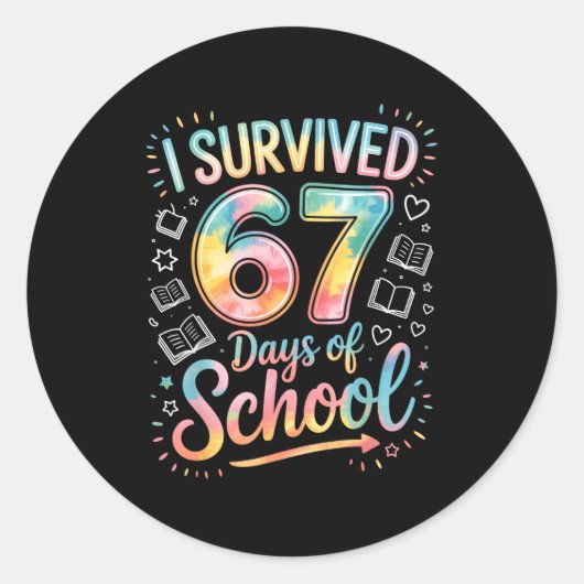 Sticker Rond I Survived 67 Days Of School Celebration  (Devant)