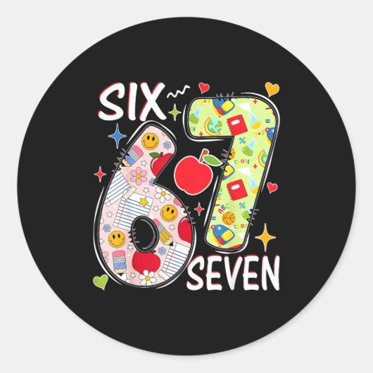 Sticker Rond I Survived 67 Days Of School Funny 67 Teachers Stu (Devant)