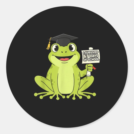 Sticker Rond I Survived 67 Days Of School Funny 67 Teachers Stu (Devant)