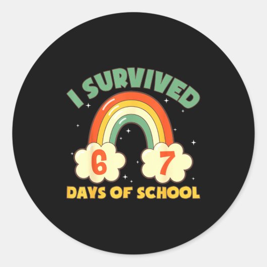 Sticker Rond I Survived 67 Days Of School Funny Meme Student Te (Devant)