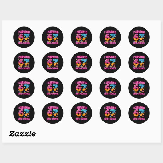 Sticker Rond I Survived 67 Days Of School Funny Meme Teachers S (Feuille)
