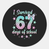 Sticker Rond I Survived 67 Days Of School Mermaid Coquette Bow  (Devant)
