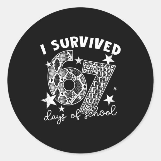 Sticker Rond I Survived 67 Days Of School Snake, Alligator Rept (Devant)