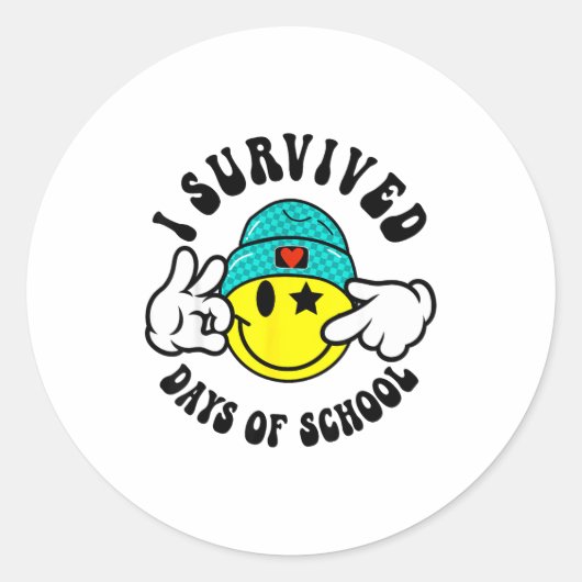 Sticker Rond I Survived 67 Days Of School Teachers Students Six (Devant)