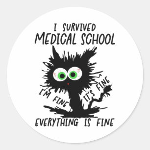 Sticker Rond I Survived Med School Graduation 2025