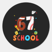 Sticker Rond I Survived Sixty Seven Days Of School Funny Baseba (Devant)
