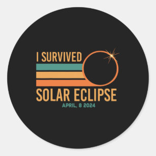 Sticker Rond I Survived Solar Eclipse Avril 8 2024 Funny Totali