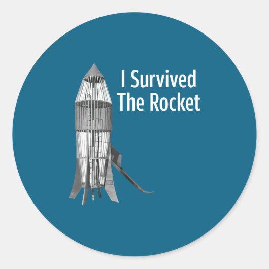 Sticker Rond I Survived The Rocket Funny Apparel (Devant)