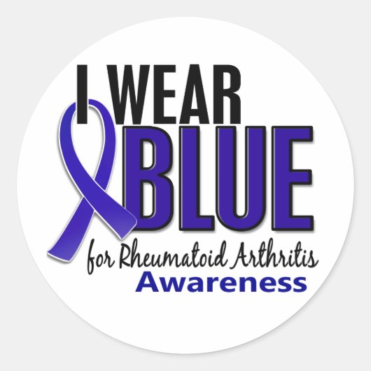Sticker Rond I Wear Blue Awareness 10 Rhumatoïde Arthrite RA (Devant)