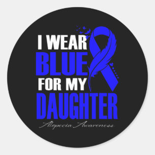 Sticker Rond I Wear Blue for My Daughter Alopecia Feather