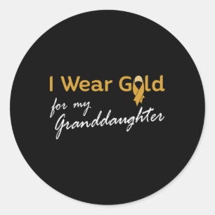 Sticker Rond I Wear Gold for Granddaughter Tee - Childhood Canc