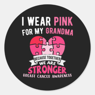 Sticker Rond I Wear Pink For My Grandma Elephant Breast Cancer