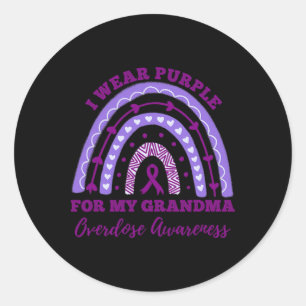 Sticker Rond I Wear Purple For My Grandma Overdose Awareness Ra