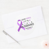 Sticker Rond I Wear Purple For My Husband Alzheimer Awareness (Enveloppe)