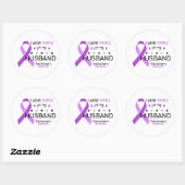 Sticker Rond I Wear Purple For My Husband Alzheimer Awareness (Feuille)