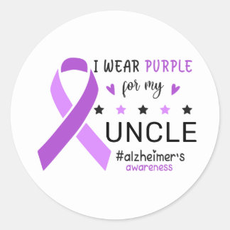 Sticker Rond I Wear Purple For My Uncle Alzheimer Awareness