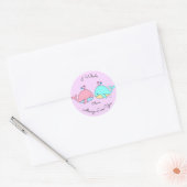 Sticker Rond I Whale Toujours Vous Aimer Kawaii Pastel Rose (Enveloppe)