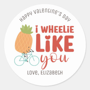 Sticker Rond I Wheelie Like You Funny Pun mignon Saint Valentin