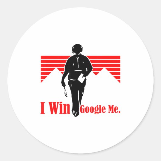 Sticker Rond I Win Google Me Motivational Retro Silhouette Shir (Devant)