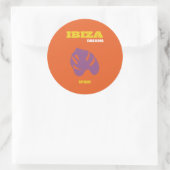 Sticker Rond Ibiza, Espagne, Art Voyage, Art Rétro, Orange (Sac)