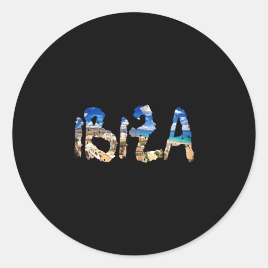 Sticker Rond Ibiza espagne plage palmier (Devant)
