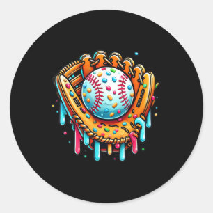 Sticker Rond Ice Cream Drip Baseball Stuff Baseball Driff Pour