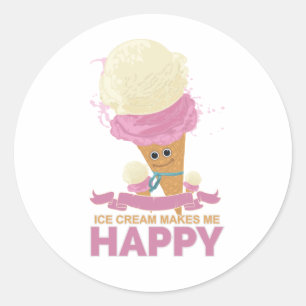 Sticker Rond Ice Cream Makes Me Happy