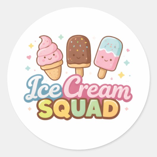 Sticker Rond Ice Cream Squad Cute Cartoon Popsicle (Devant)