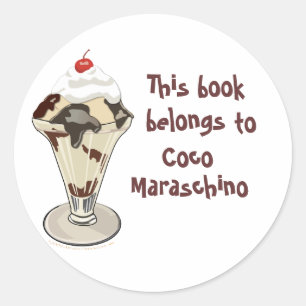 Sticker Rond Ice Cream Sundae HotFudge plaques personnalisées