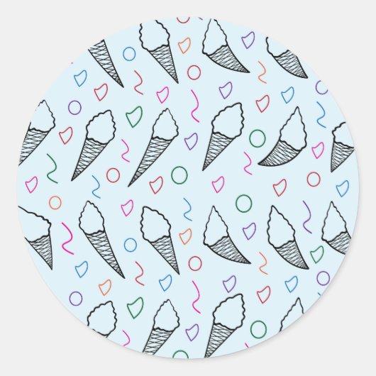 Sticker Rond Ice crème cône pour amoureux de la crème glacée (Devant)
