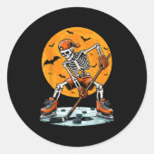 Sticker Rond Ice Hockey Skeleton Soky Boys Halloween Hockey Pla (Devant)