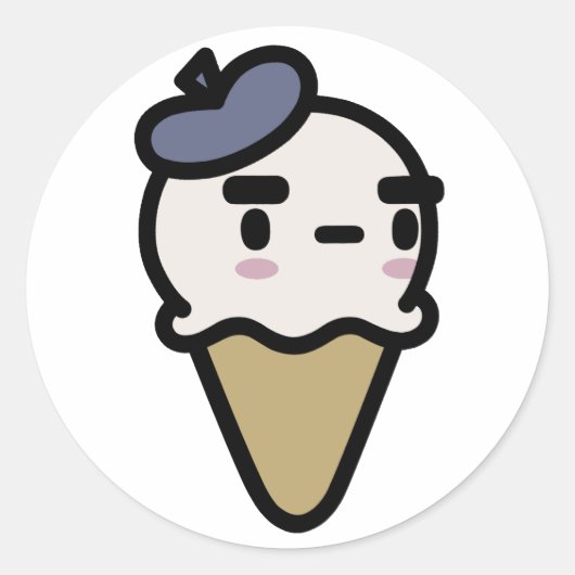 Sticker Rond Icecream à la vanille française (Devant)
