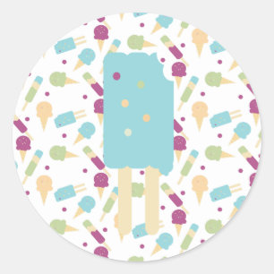 Sticker Rond Icecream Pop Blue Cream Sprinkings Reward
