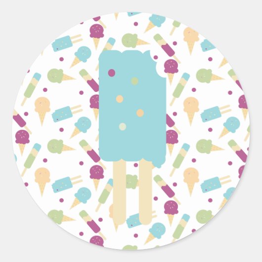 Sticker Rond Icecream Pop Blue Cream Sprinkings Reward (Devant)