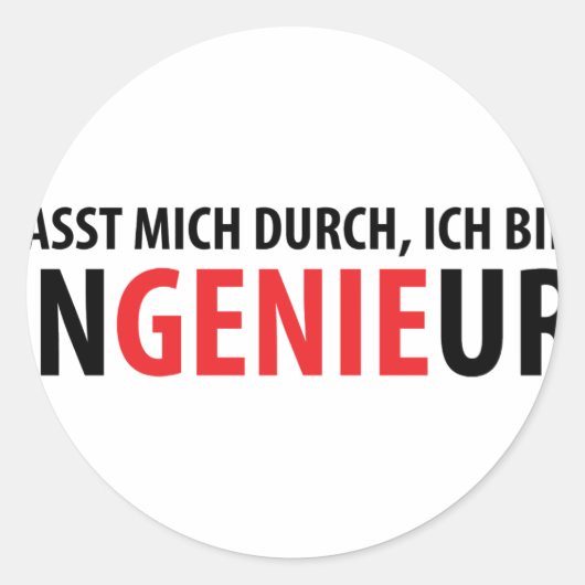 Sticker Rond Ich bin Ingenieur (Devant)